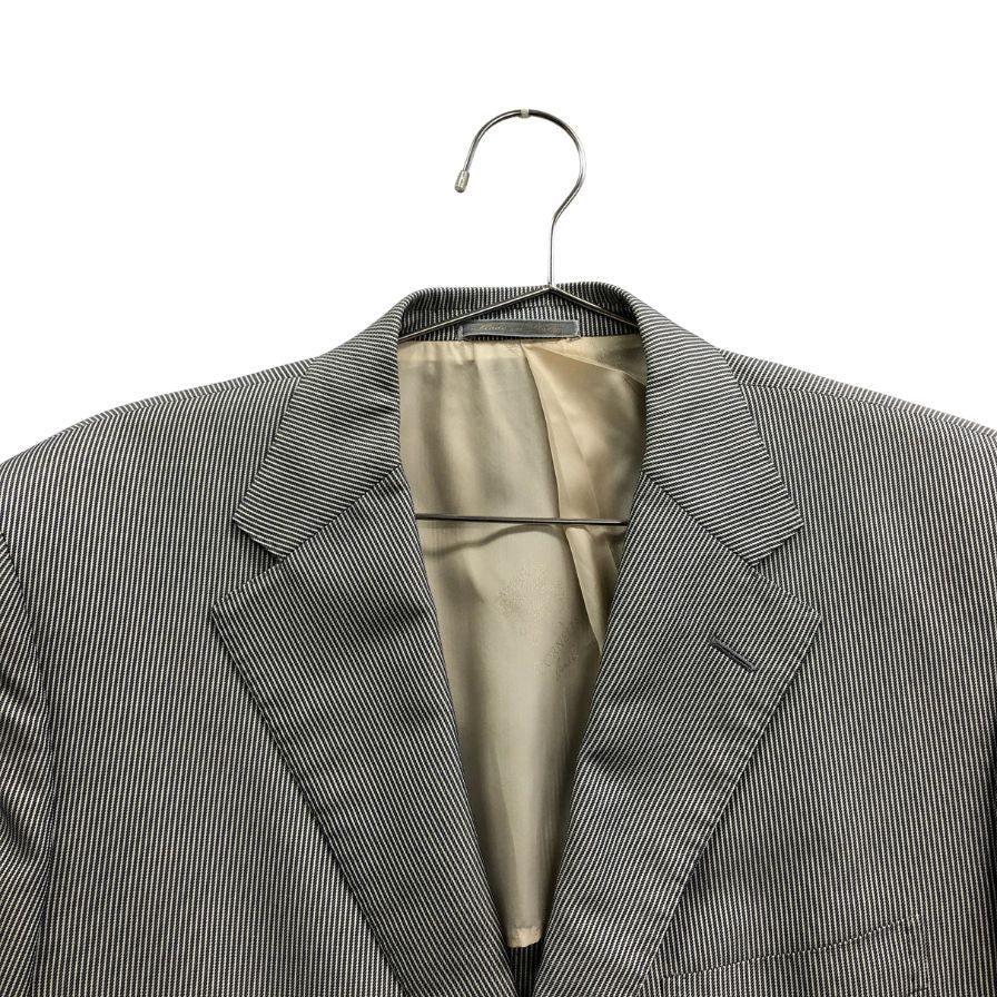 美品◆コルネリアーニ 3つボタン ジャケット ストライプ柄 シルク混 メンズ サイズ50 グレー系 CORNELIANI 【AFB46】