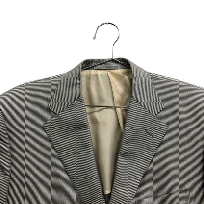 美品◆コルネリアーニ 3つボタン ジャケット ストライプ柄 シルク混 メンズ サイズ50 グレー系 CORNELIANI 【AFB46】