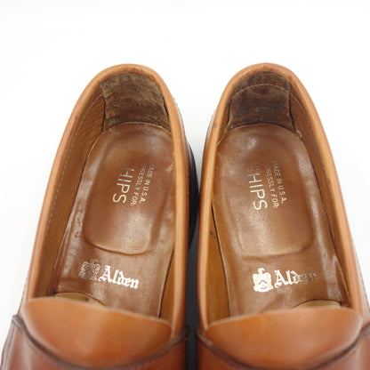 二手 ◆ Alden Ships 定制皮鞋零钱乐福鞋 7159UF 小牛皮男式棕色 US8C ALDEN SHIPS [LA] 