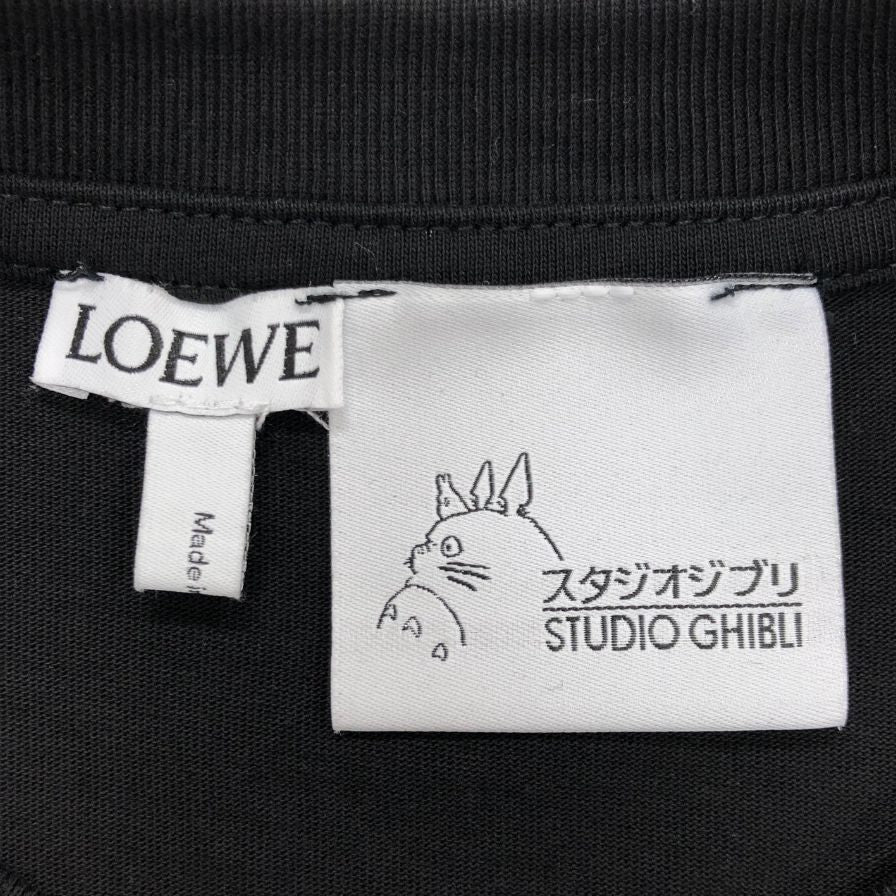 美品◆ロエベ スタジオジブリ Tシャツ ハウルの動く城 カルシファー アナグラム ロゴ 刺繍ポケット HB44Y22X07レディース サイズXS ブラック  LOEWE 【AFB21】
