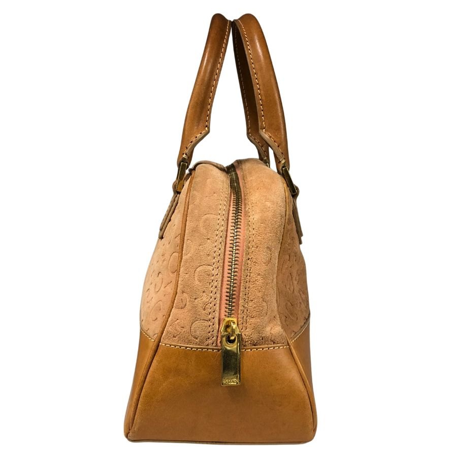 セリーヌ ハンドバッグ マカダム スエード×レザー レディース ピンクベージュ CELINE【AFE9】