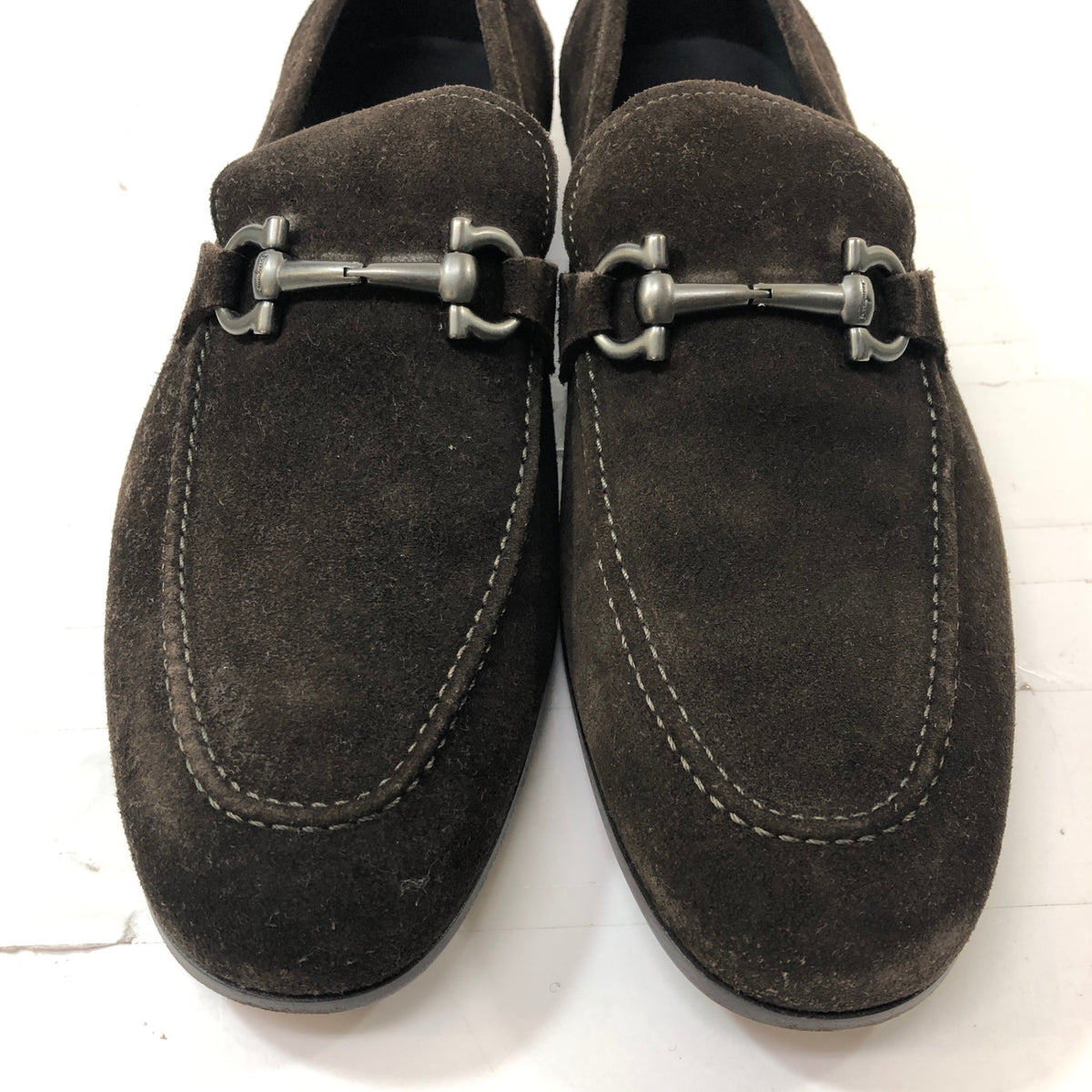 フェラガモ ビットローファー ガンチーニ Uチップ スエード ブラウン サイズUK6.5EEE メンズ Salvatore Ferragamo 約25.0cm【AFC30】