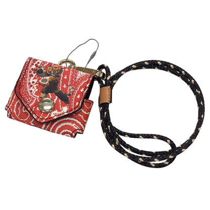 エトロ エアポッズケース カンフーパンダ AirPodsケース レッド系 レザー ETRO【AFI2】【中古】