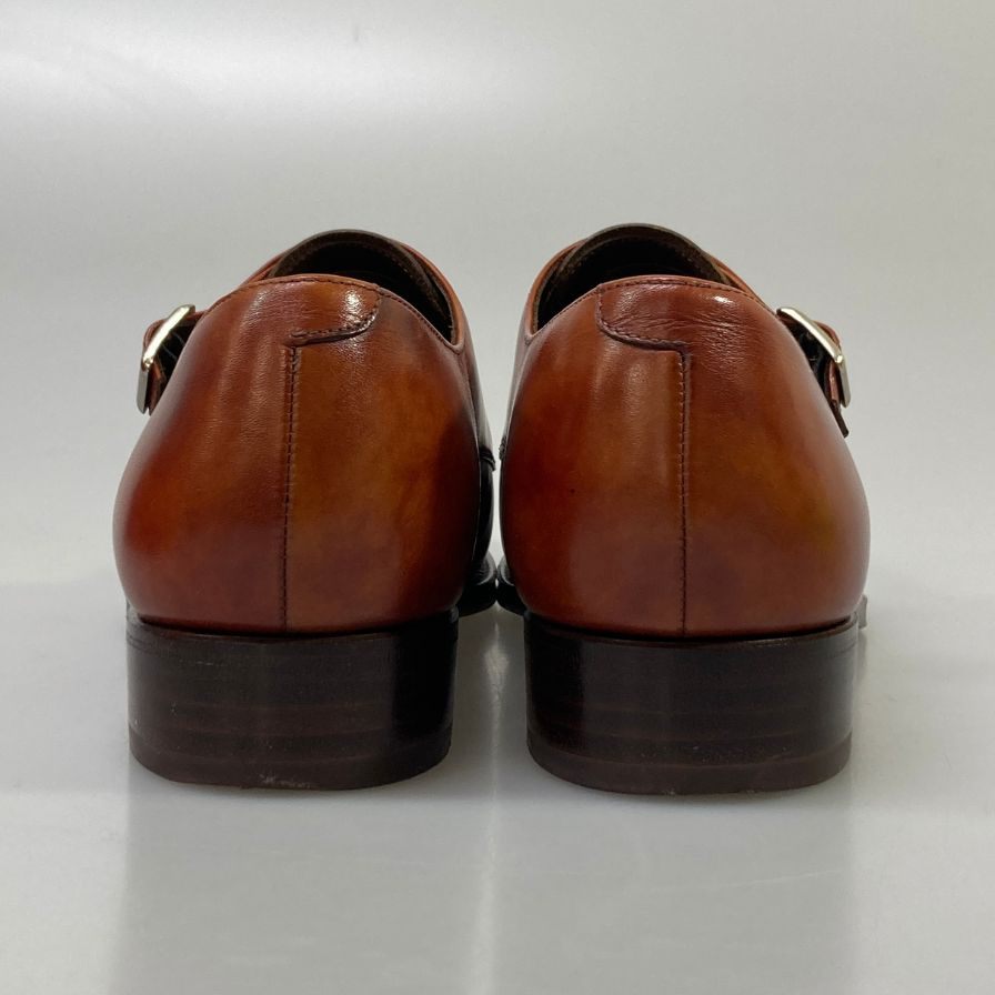ペルフェット レザーシューズ ダブルモンク 1607 PF 115HK カーフ ライトブラウン サイズUK7.5 メンズ Perfetto 約26.0cm【AFD3】