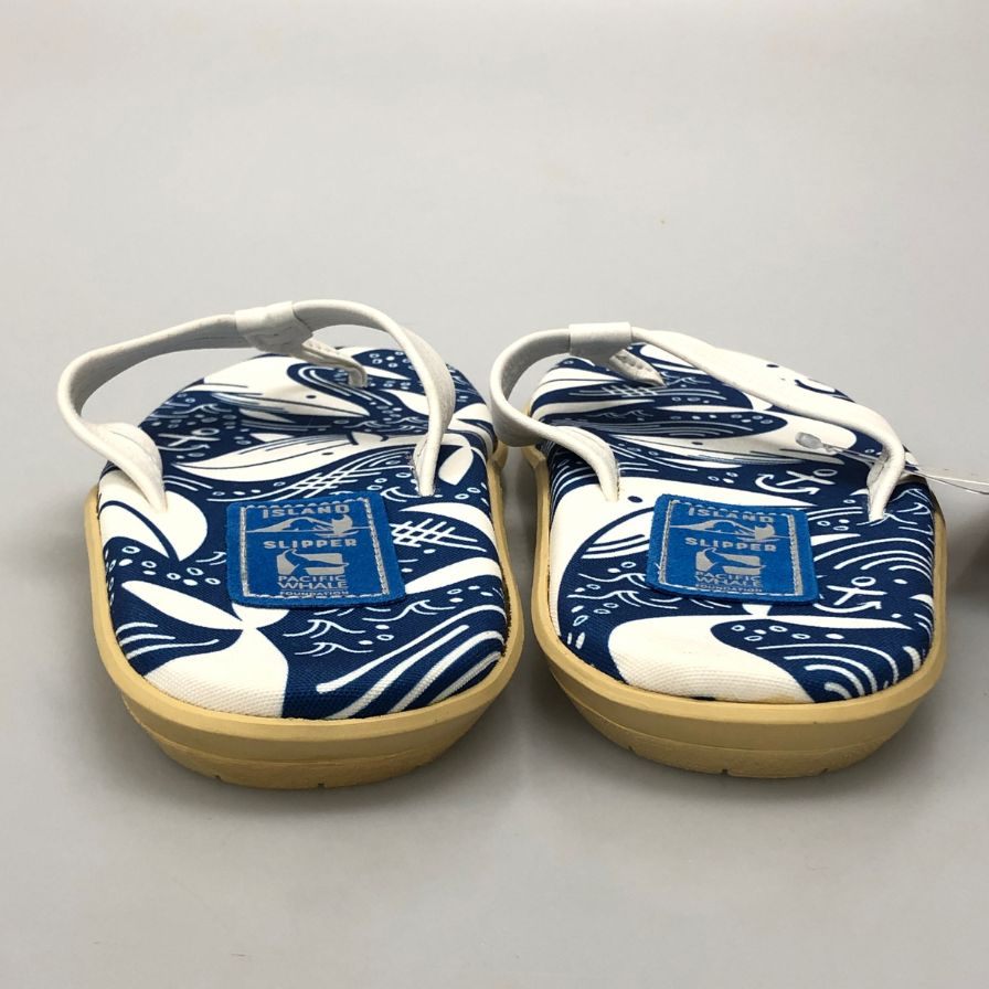 アイランドスリッパ ビーチサンダル 総柄 クラシック デザイン ブルー メンズ サイズ12 ISLAND SLIPPER 約30.0cm【AFC4】