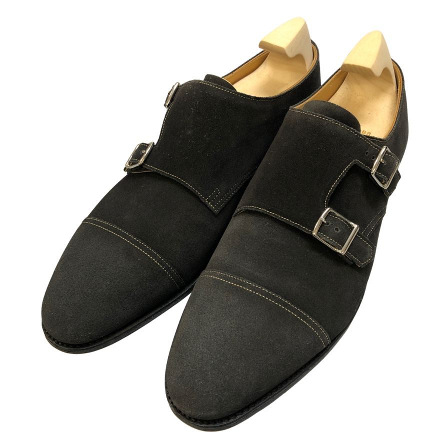 ジョンロブ レザーシューズ ウィリアム ダブルモンク スエード ブラック サイズUK8E JOHN LOBB スエードシューズ 約26.5cm【LA】【中古】