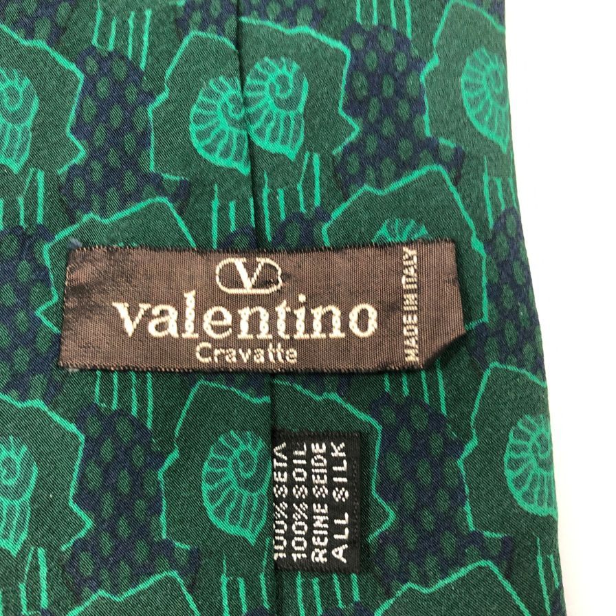 ヴァレンティノ ネクタイ シルク100％ 貝 総柄 グリーン VALENTINO【AFI18-2】