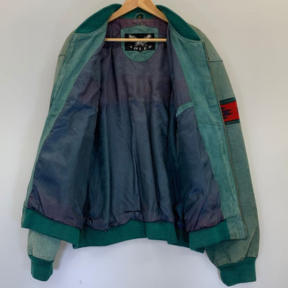 中古◆アドラー チマヨ柄 レザーブルゾン カーキ サイズL メンズ ADRER 【AFA15】