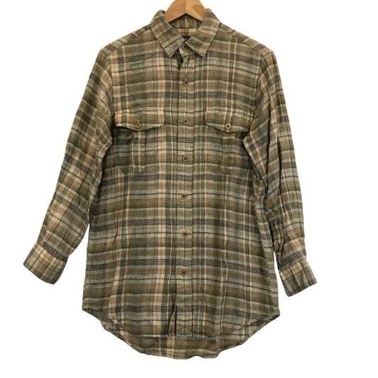 極美品◆ポロ ラルフローレン リネンシャツ 長袖 チェック ブラウン系  サイズS  Polo Ralph Lauren 【AFB10】