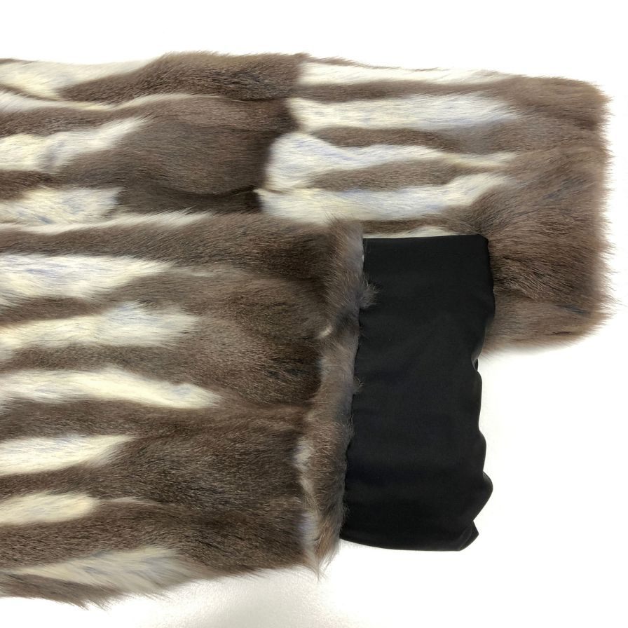 美品◆カンサイ インパクト シルク100％ ロシアリスファー リバーシブル ハーフコート ブラウン系  レディース フリーサイズ 【AFF22】