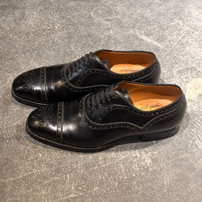 エンツォボナフェ セミブローグ カーフ ブラック サイズUK5.5 Enzo Bonafe ビジネスシューズ 約24.0cm【LA】【中古】