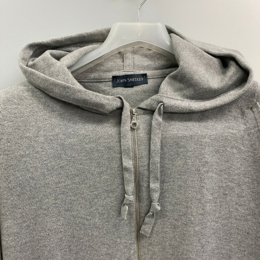 中古◆ジョンスメドレー ダブルジップ コットン パーカー イングランド製 メンズ  サイズS グレー JOHN SMEDLEY 【AFB46】