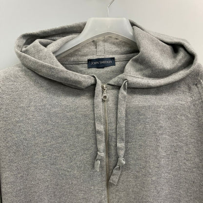 中古◆ジョンスメドレー ダブルジップ コットン パーカー イングランド製 メンズ  サイズS グレー JOHN SMEDLEY 【AFB46】