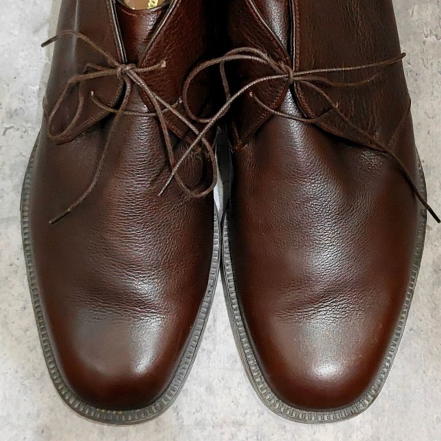 サルヴァトーレフェラガモ チャッカブーツ グレインレザー 内側ムートン サイズUK8.5EE Salvatore Ferragamo ブーツ 約26.5cm【LA】【中古】