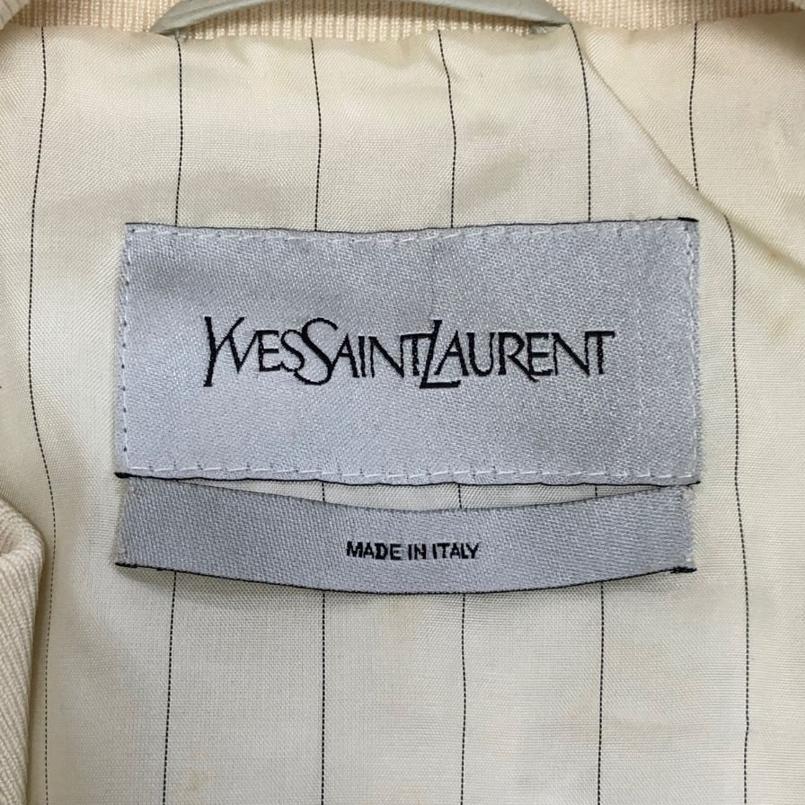 中古◆イヴサンローラン パイソン ボンバーレザーブルゾン メンズ サイズ50 ホワイト YVES SAINT LAURENT 【AFA15】