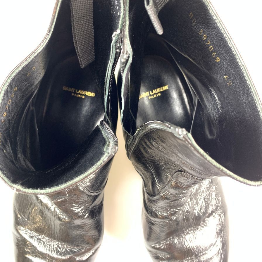 サンローラン ブーツ サイドジップ レザー ブラック メンズ サイズ42  SAINT LAURENT 約27.0cm【AFC43】
