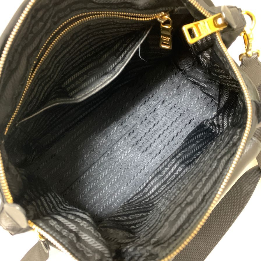 プラダ ハンドバッグ ナイロン×レザー 2WAY レディース ブラック PRADA【AFE3】
