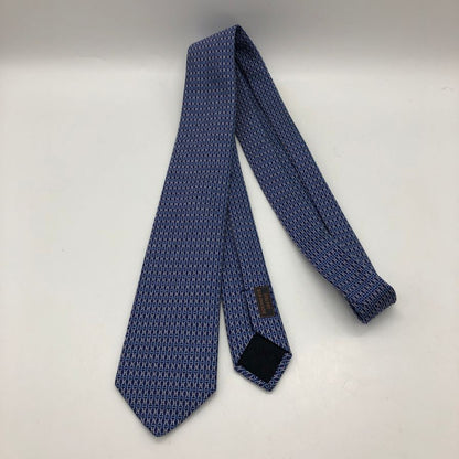 エルメス ネクタイ H柄 シルク ネイビー 7cm HERMES【AFI21】
