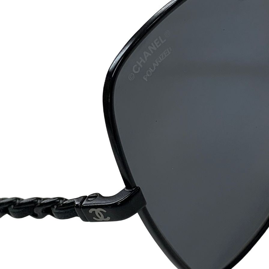 シャネル サングラス バタフライシェイプ グレーレンズ ブラック×シルバー 4274-Q 59□16 C101/T8 135 3P CHANEL【AFI13】