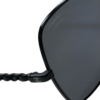 シャネル サングラス バタフライシェイプ グレーレンズ ブラック×シルバー 4274-Q 59□16 C101/T8 135 3P CHANEL【AFI13】