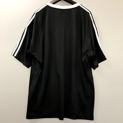 極美品◆アディダス アディカラー 半袖Tシャツ ジャカード ジャージー ブラック メンズ サイズ3XL ADIDAS 【AFB3】