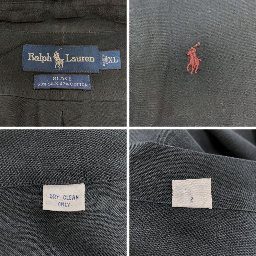 ラルフローレン ボタンダウンシャツ シルク混 ネイビー サイズXL Ralph Lauren【LA】
