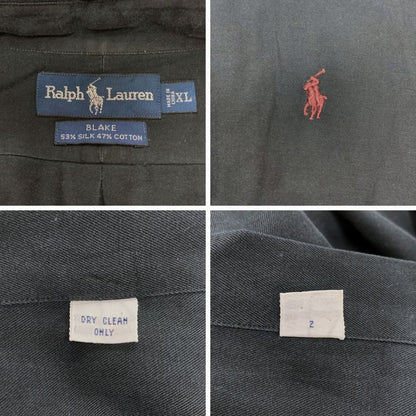 ラルフローレン ボタンダウンシャツ シルク混 ネイビー サイズXL Ralph Lauren【LA】