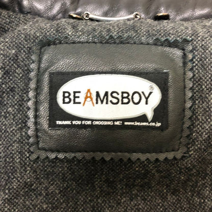 中古◆ビームスボーイ レディース ラム レザー ダウンジャケット IDEALジップ サイズ不明 ブラック BEAMSBOY 【AFF24】