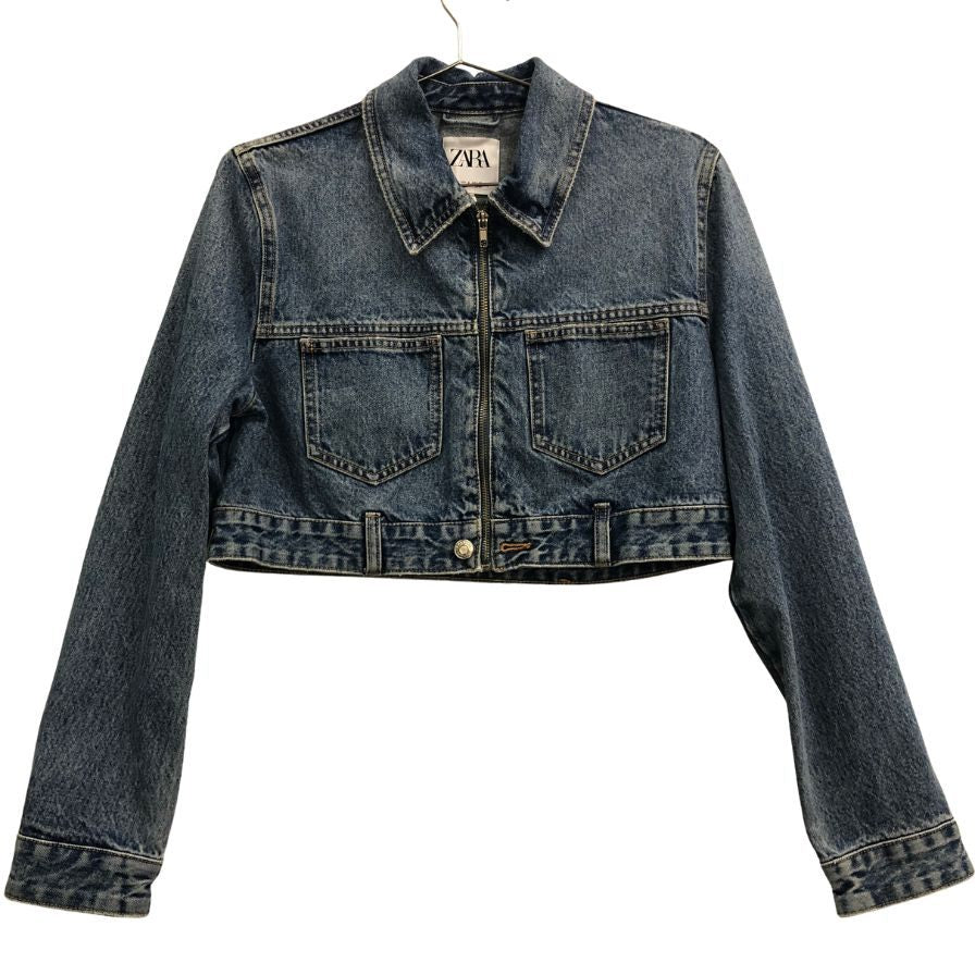 極美品◆ザラ ジップアップデニムジャケット レディース サイズS ZARA 【AFB7】