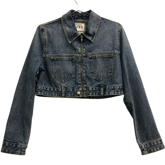 極美品◆ザラ ジップアップデニムジャケット レディース サイズS ZARA 【AFB7】