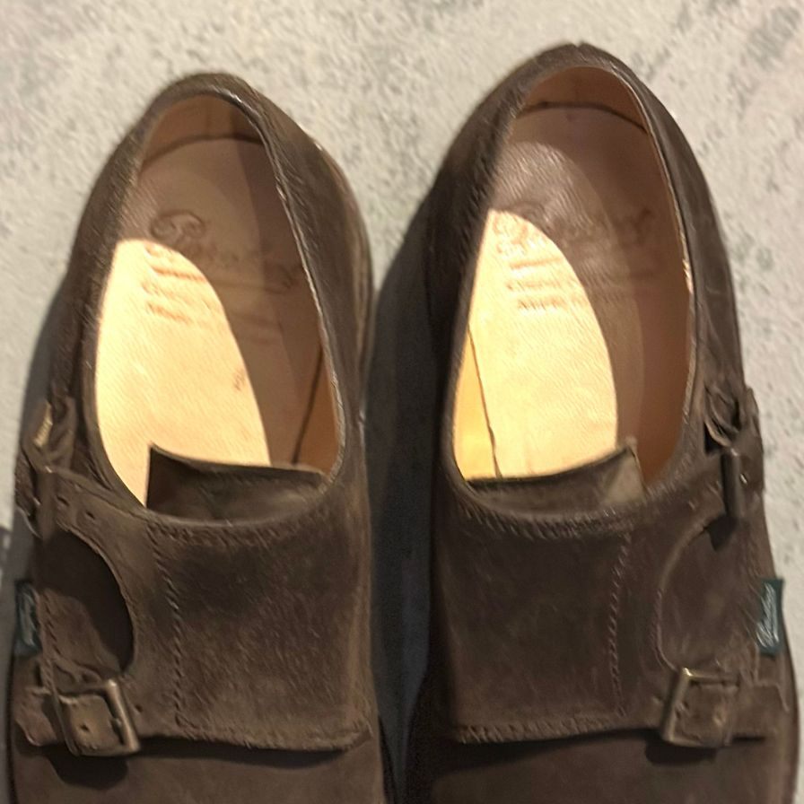 パラブーツ レザーシューズ ダブルモンクストラップ ウィリアム スエード メンズ ブラウン サイズ7.5 Paraboot WILLIAM ビジネスシューズ 約26.0cm【LA】【中古】