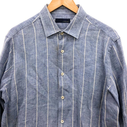 美品◆ラルディーニ 長袖シャツ ストライプ リネン コットン混 サイズ41 メンズ LARDINI 【AFB17】