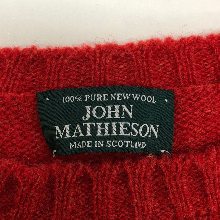 美品◆ジョン マティーソン ウール ニット メンズ サイズ 38 レッド JOHN MATHIESON 【AFB16】