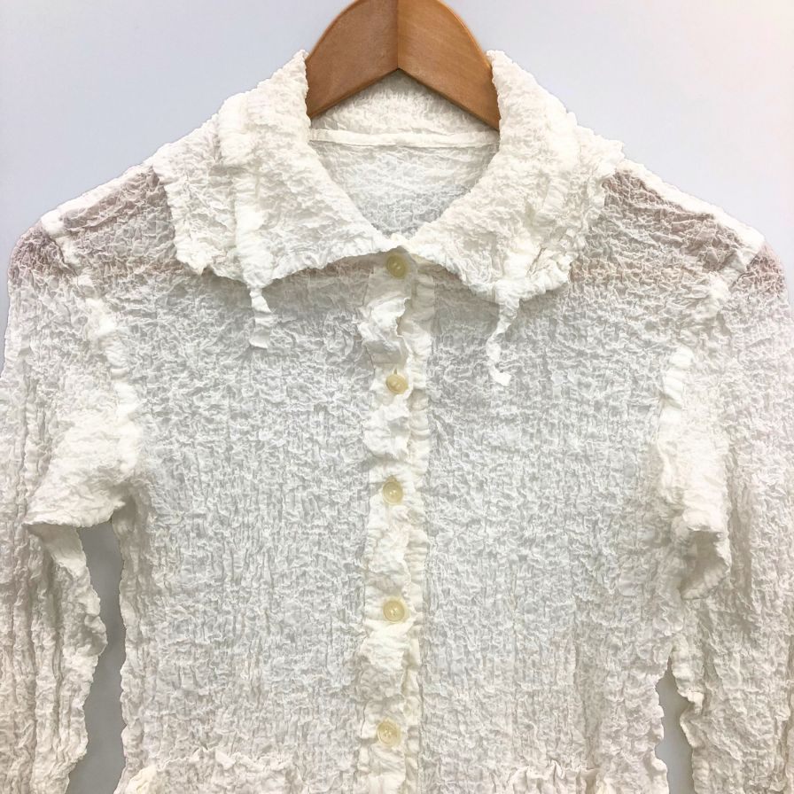 極美品◆ミー イッセイミヤケ カーディガン MI84FK128 レディース サイズ フリー ホワイト me ISSEY MIYAKE 【AFB26】