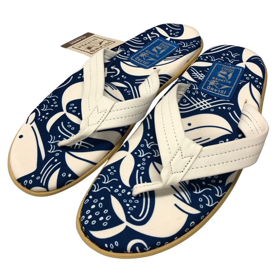 アイランドスリッパ ビーチサンダル 総柄 クラシック デザイン ブルー メンズ サイズ12 ISLAND SLIPPER 約30.0cm【AFC4】
