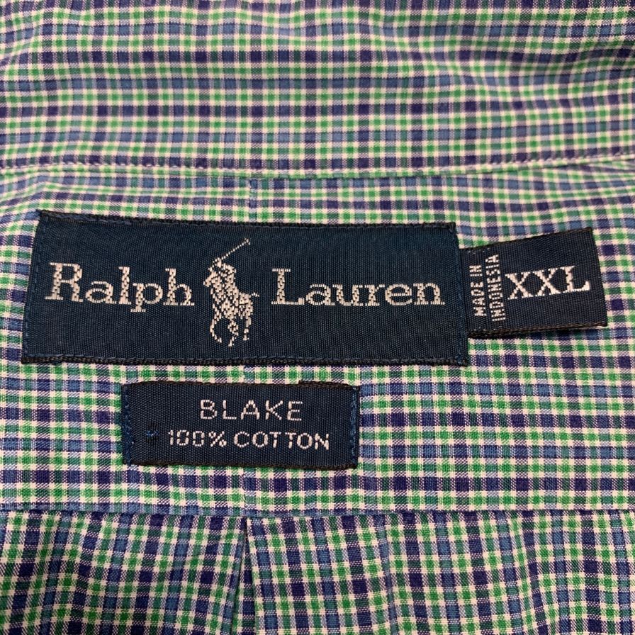 美品◆ポロ ラルフローレン ボタンダウンシャツ 90S オールド メンズ ブルー サイズXXL Polo Ralph Lauren 【AFB11】