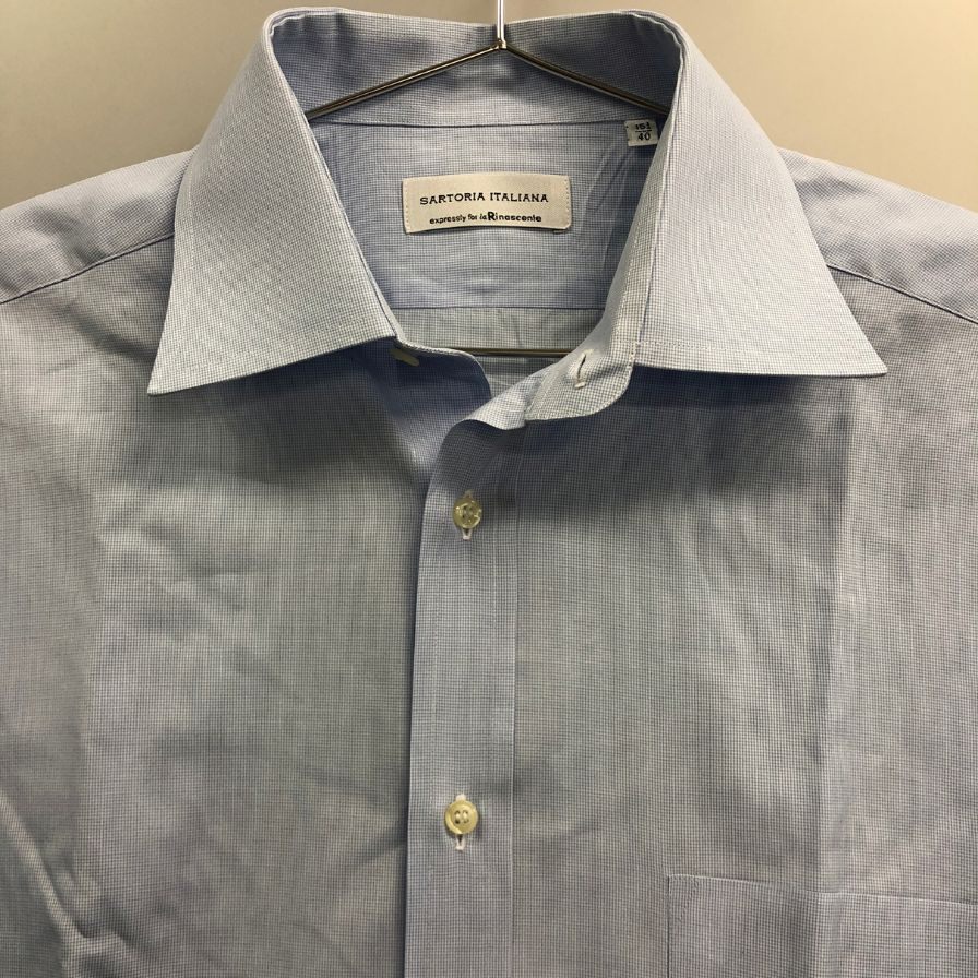 極美品◆サルトリア イタリアーナ ワイシャツ ブルー系 メンズ サイズ40 sartoria italiana 【AFB38】