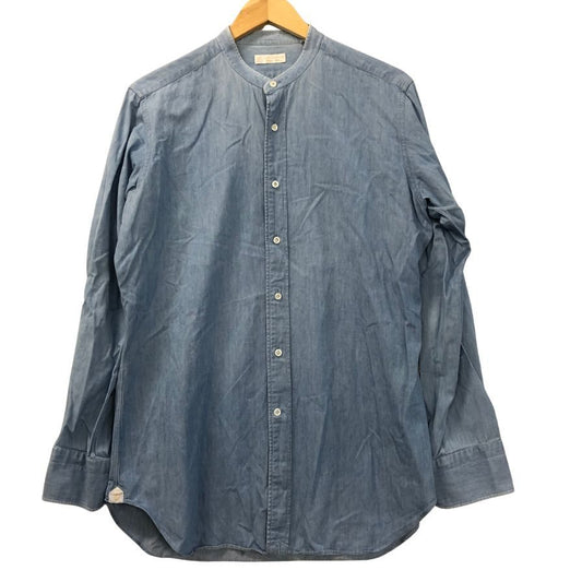 中古◆レスレストン バンドカラー 長袖シャツ メンズ サイズ16 1/4 ブルー LES LESTON 【AFB35】