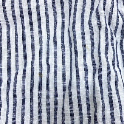 美品◆フレンチリネン プルオーバー ストライプ リネンシャツ 白×青 サイズM レディース 麻 長袖シャツ french linen 【AFB15】