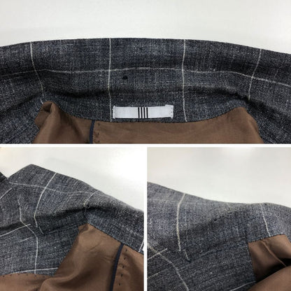 中古◆スーツセレクト リネン テーラードジャケット JSJ1750 グレー サイズA5 メンズ チェック SUIT SELECT DALSASSO 【AFB33】