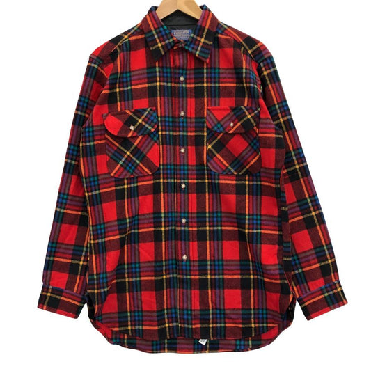 美品◆ペンドルトン 70S チェックシャツ ウール レッド メンズ サイズM PENDLETON 【AFB17】