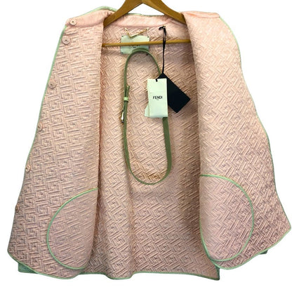 新品同様◆フェンディ 22SS キルティングジャケット FF総柄 グリーン×ピンク レディース サイズ38 FJ7264 FENDI by Kim Jones Hairdo Girls 【AFA19】