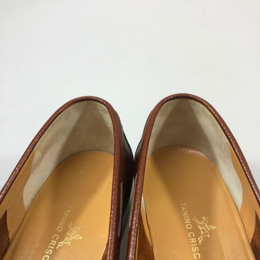 タニノクリスチー タッセルローファー グレインレザー ブラウン サイズUK9.5 メンズ TANINO CRISCI 約28.0cm【AFC42】