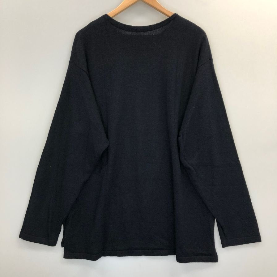 極美品◆コモリ ロングスリーブニット ポートネック ウール和紙 ネイビー メンズ サイズ3 R01-06007 COMOLI 【AFB18】