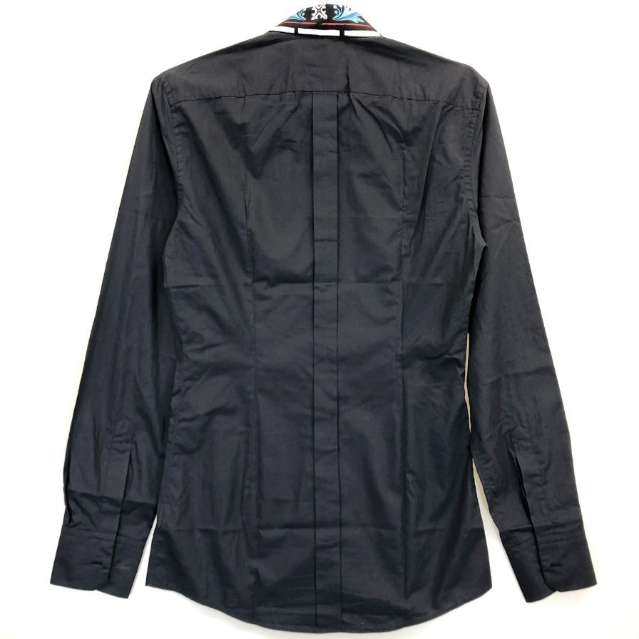 美品◆ドルチェ&ガッバーナ ゴールド ロングスリーブシャツ グラフィック CAROLVS MAGNVS メンズ サイズ37 DOLCE&GABBANA 【AFB1】