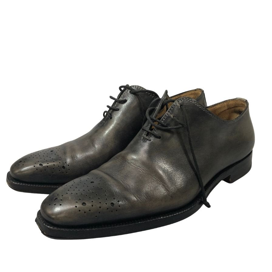 ステファノブランキーニ レザーシューズ ホールカット グレー サイズ6.5 メンズ STEFANO BRANCHINI 約25.5cm【PTM8】