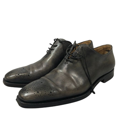 ステファノブランキーニ レザーシューズ ホールカット グレー サイズ6.5 メンズ STEFANO BRANCHINI 約25.5cm【PTM8】
