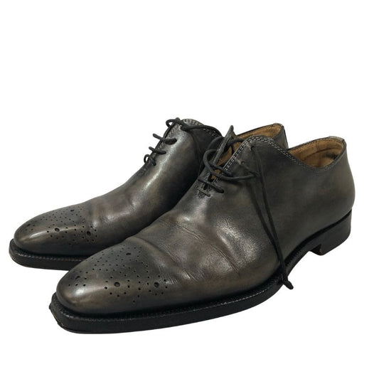 ステファノブランキーニ レザーシューズ ホールカット グレー サイズ6.5 メンズ STEFANO BRANCHINI 約25.5cm【PTM8】