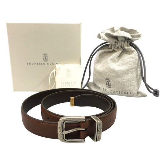 ブルネロ クチネリ レザーベルト ナロータイプ イタリア製 メンズ サイズ85 ブラウン Brunello Cucinelli【AFI16】