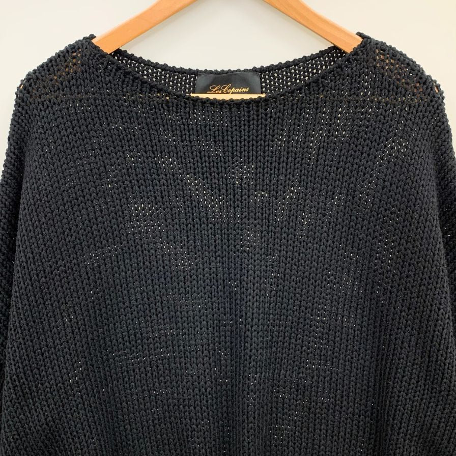 極美品◆レ コパン ハイゲージニット ブラック サイズL レディース LES COPAINS made in italy 【AFB42】